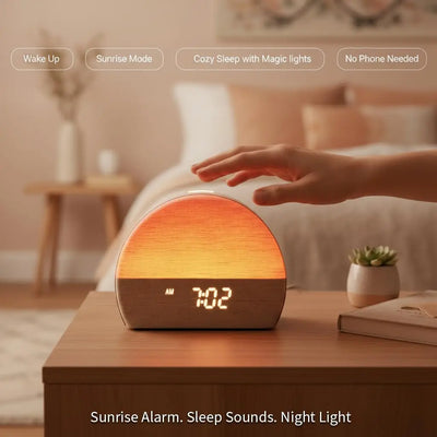 White Noise Sound Machine Sunrise Alarm Clock - 30 Non-Looping Soothing Sleep Sounds with LoFi and Healing Music| 10-Color
