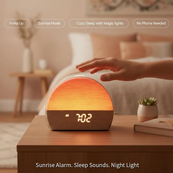 White Noise Sound Machine Sunrise Alarm Clock - 30 Non-Looping Soothing Sleep Sounds with LoFi and Healing Music| 10-Color