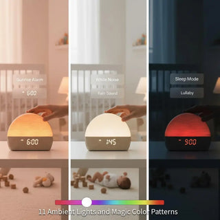 White Noise Sound Machine Sunrise Alarm Clock - 30 Non-Looping Soothing Sleep Sounds with LoFi and Healing Music| 10-Color