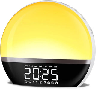 FM Radio Sunrise Alarm Clock Sound Machine Wake-Up Light Sunrise Sunset Simulation Adjustable Volume Brightness Sleep Aid 13