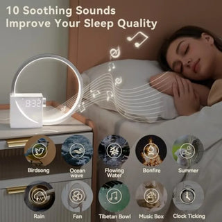 Sunrise Digital Alarm Clock, White Noise Sound Machine, Sleep Aid Timer with USB Port, Dimmable Digital Clocks Display, Snooze,