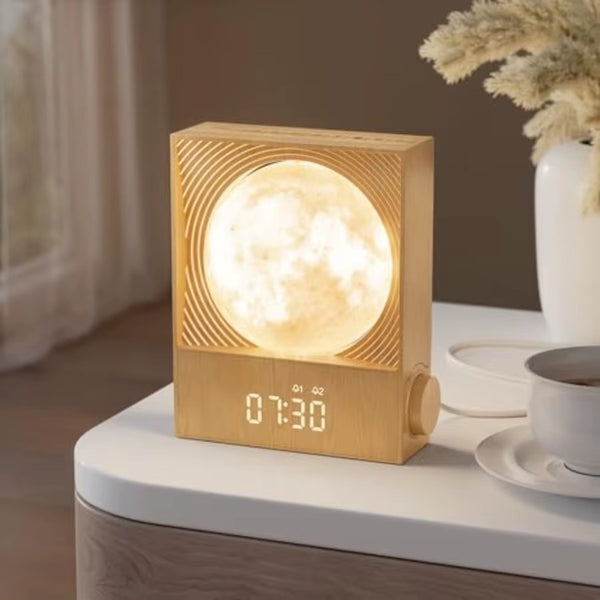 Sunrise Alarm Clocks for Heavy Sleepers, Rotatable Moon Light with Gentle Wake-Up, Clock Night Lamp for Bedrooms - Snooze, 10 L